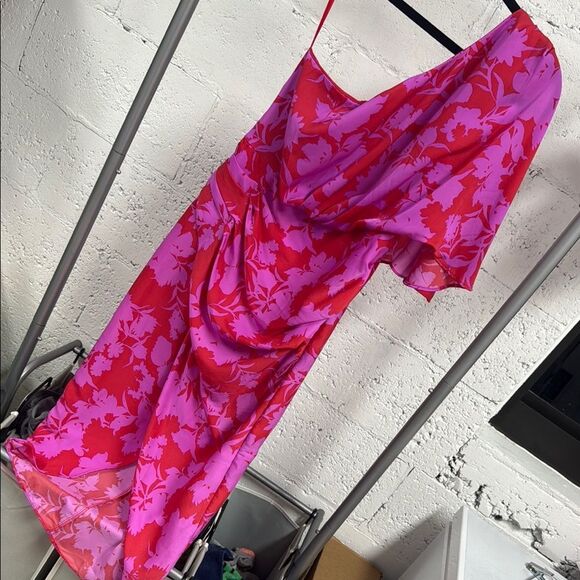 DO+BE Pink and Red One Shoulder Cocktail Dress - Size Large - NWOT - Picture 1 of 5